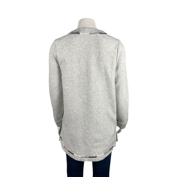 Soft Surroundings Fleece Lined Tunic Sweatshirt Small Gray Embroidered Trim - Picture 3 of 9